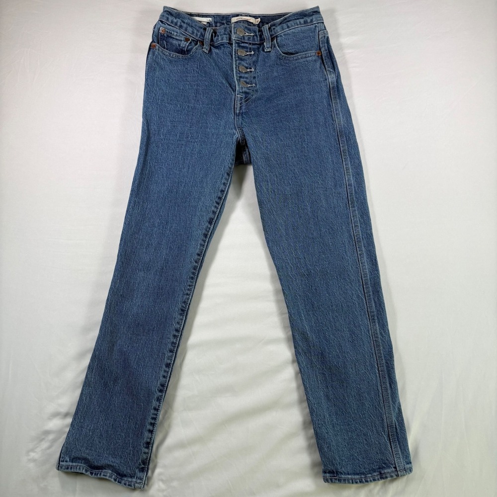 Levi's Wedgie Straight Jeans Womens 26 Blue‎ Cotton Denim High Rise Button Fly